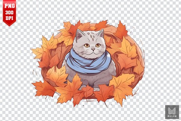 British Shorthair Cat in Autumn Clipart Review