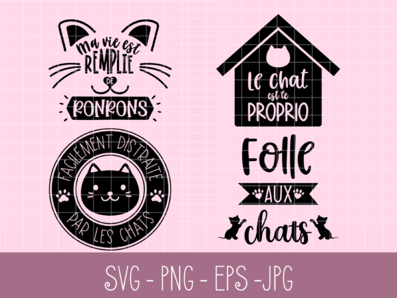 Cat Themed Embroidery Bundle in French