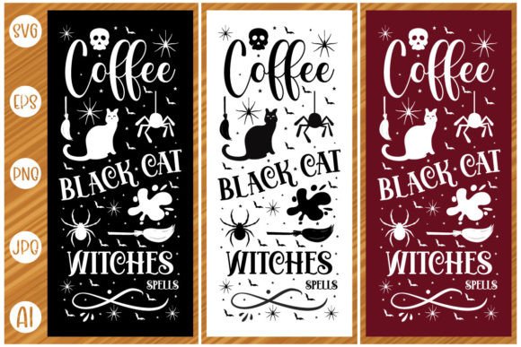 Coffee Black Cat Witches Spells Embroidery Review