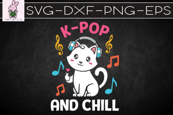 Kpop and Chill Cat Headphones Music Gift