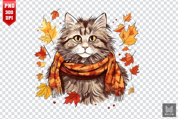 Norwegian Forest Cat in Autumn Clipart Review