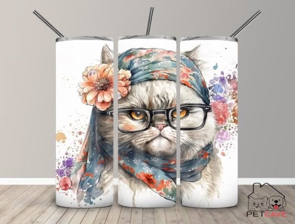 Persian Cat Watercolor Tumbler 20 Oz Embroidery Review