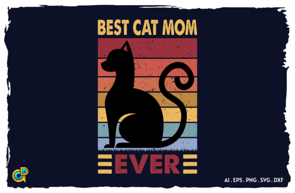 Retro Best Cat Mom Ever PNG Design Review