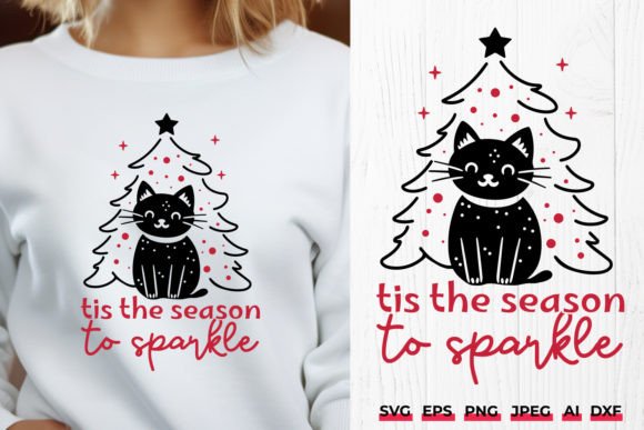 Tis the Season to Sparkle Christmas Cat